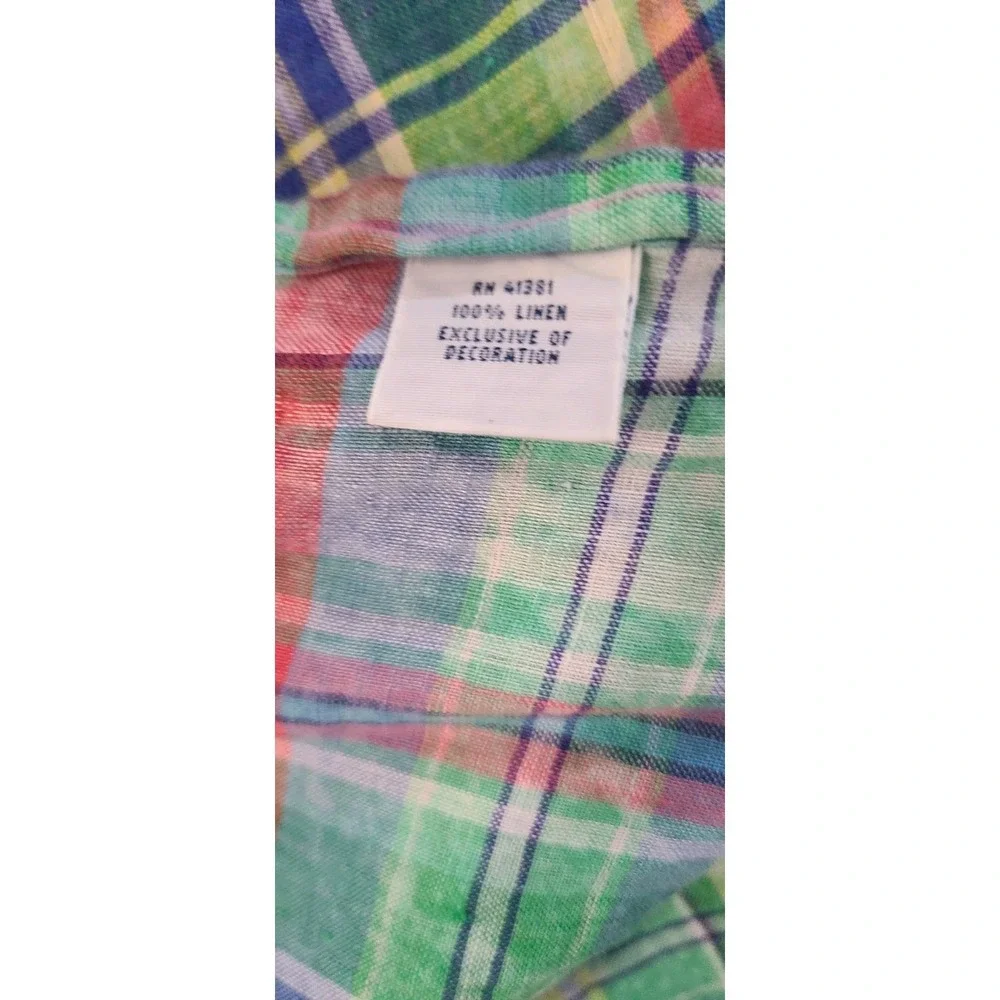 Polo Ralph Lauren Button Down Shirt Size M  Linen 100% Beach Plaid
